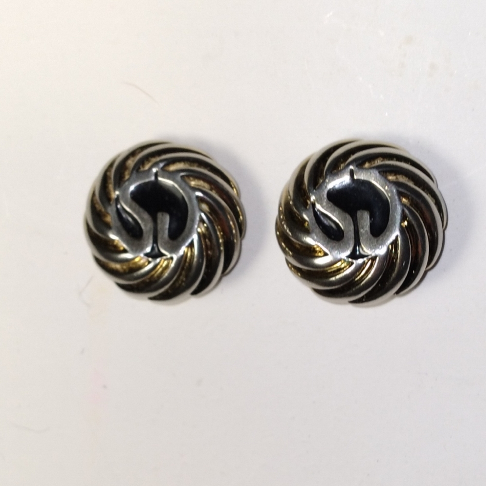 Vintage St John Logo Clip Earrings